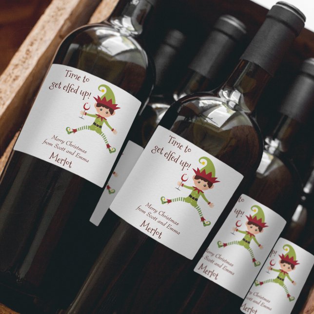 Funny Elf Weihnachten Elfenbeinküche Weinetikett (Von Creator hochgeladen)