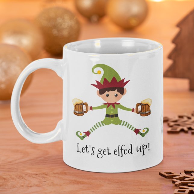 Funny Elf Weihnachten Lasst uns aufgehen Kaffeetasse (Von Creator hochgeladen)
