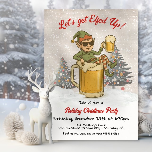 Funny Elfed up Beer Holiday Weihnachts-Party Einladung (Von Creator hochgeladen)