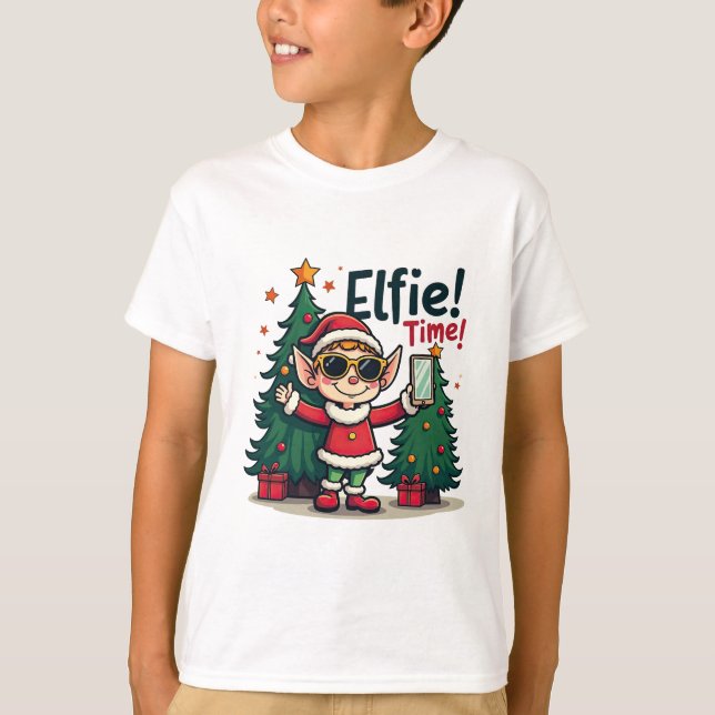 Funny Elfie Weihnachts-Shirt für Kinder T-Shirt (Vorderseite)