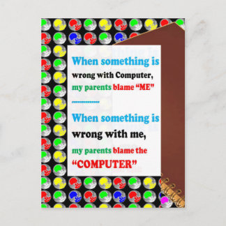 FUNNY Eltern Computer-Schuld Game Jokes Comedy FUN Postkarte