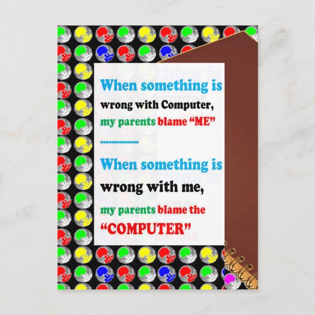 FUNNY Eltern Computer-Schuld Game Jokes Comedy FUN Postkarte (Vorderseite)