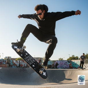 Funny Embrase the Darkslide White Stars Skateboard