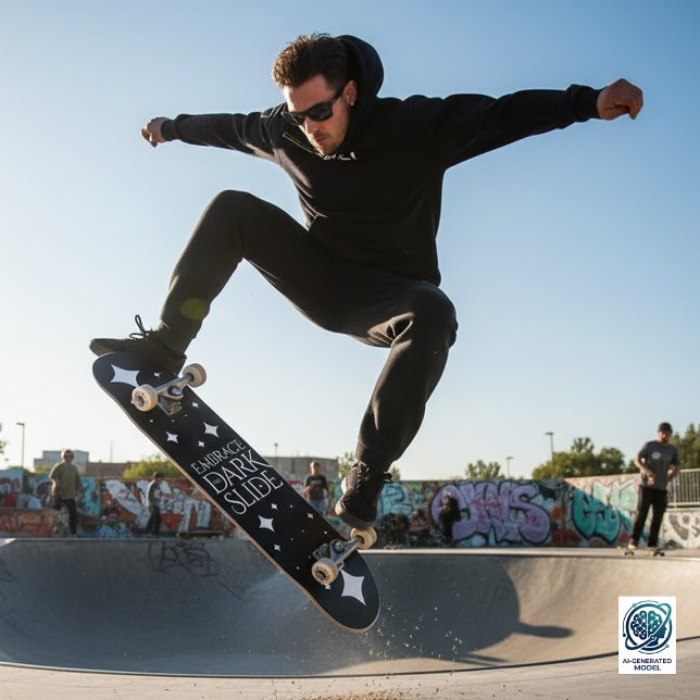 Funny Embrase the Darkslide White Stars Skateboard (Embrace the Darkslide Skateboard Cover Photo)