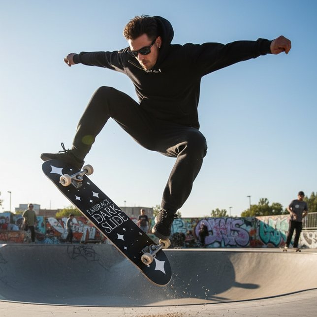 Funny Embrase the Darkslide White Stars Skateboard (Embrace the Darkslide Skateboard Cover Photo)