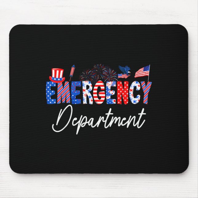 Funny Emergency Department Er Nurse Usa Flag 4th O Mousepad (Vorne)