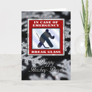 Funny Emergency Goalie Hockey Weihnachtskarte Feiertagskarte