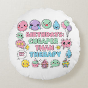 Funny Emoji Birthday Zitat Grafik Rundes Kissen