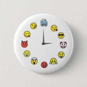 Funny Emoji Clock Button Button
