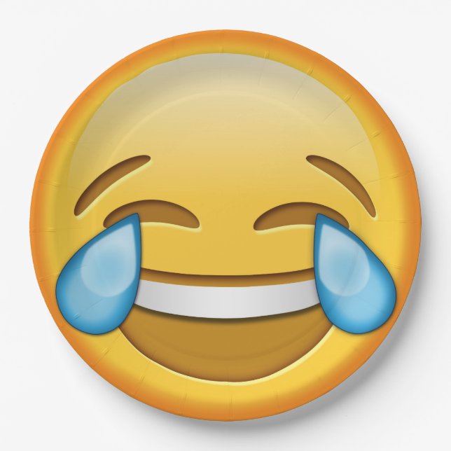 Funny emoji joy laughter Paper Pappteller (Vorderseite)