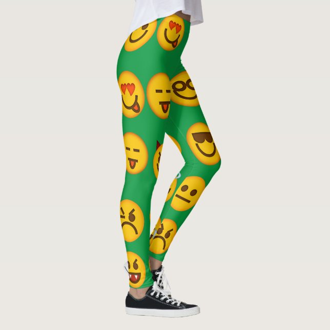 Funny Emoji Leggings | Niedliche grüne Leggings (Rechts)