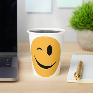 Funny Emoji Wink Smile Laugh Gelbes Gesicht Pappbecher