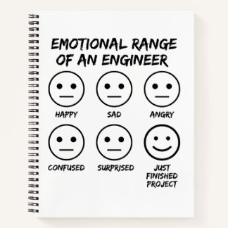 Funny Emotional Range eines Ingenieurlüfters Notizbuch