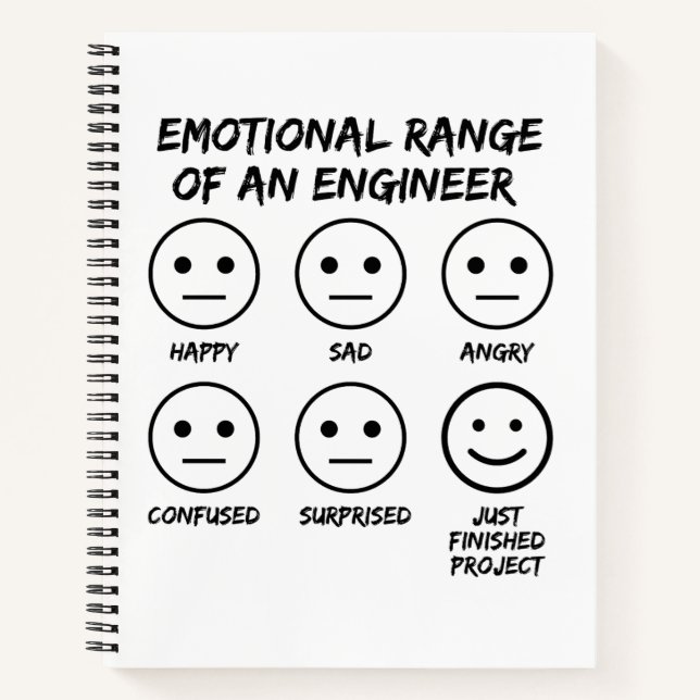 Funny Emotional Range eines Ingenieurlüfters Notizbuch (Vorderseite)