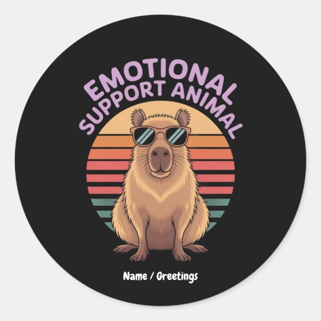 Funny Emotional Support Animal Capybara Sticker (Vorderseite)