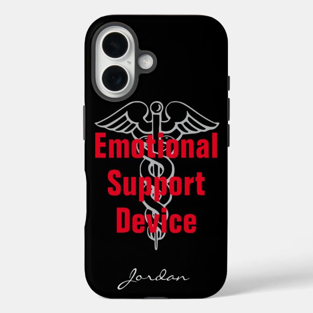 Funny Emotional Support Device mit dem Namen Black Case-Mate iPhone Hülle (Rückseite)