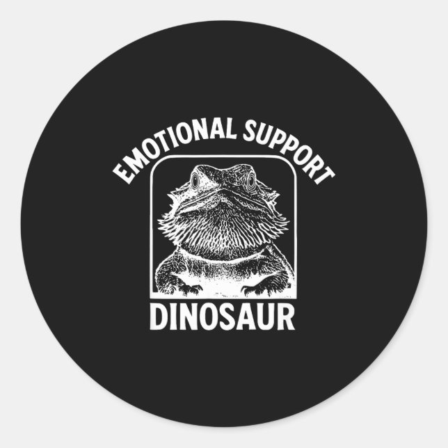 Funny Emotional Suprt Dinosaur  Runder Aufkleber (Vorderseite)