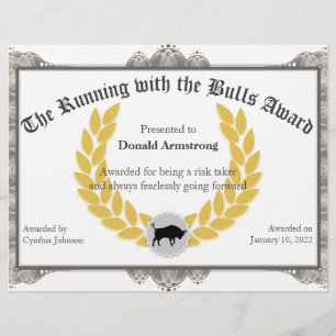 Funny Employee Award - Laufen mit dem Bull