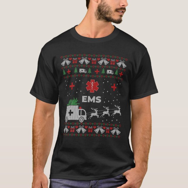 Funny EMS Paramedical Ugly Christmas Sweater T-Shirt (Vorderseite)