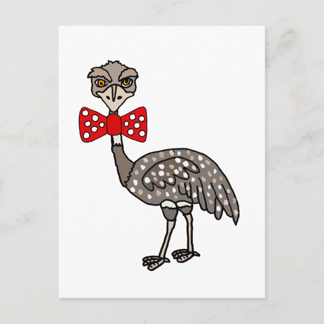 Funny Emu Bird mit roter Krawatte Postkarte (Vorderseite)