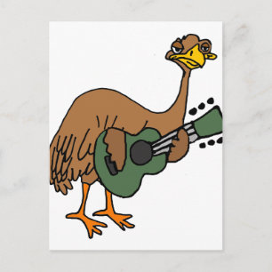 Funny Emu Bird Playing Gitarre Cartoon Postkarte