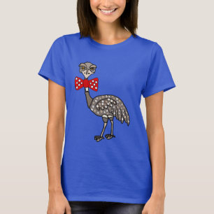 Funny Emu mit Red Bow Krawatte Cartoon T-Shirt