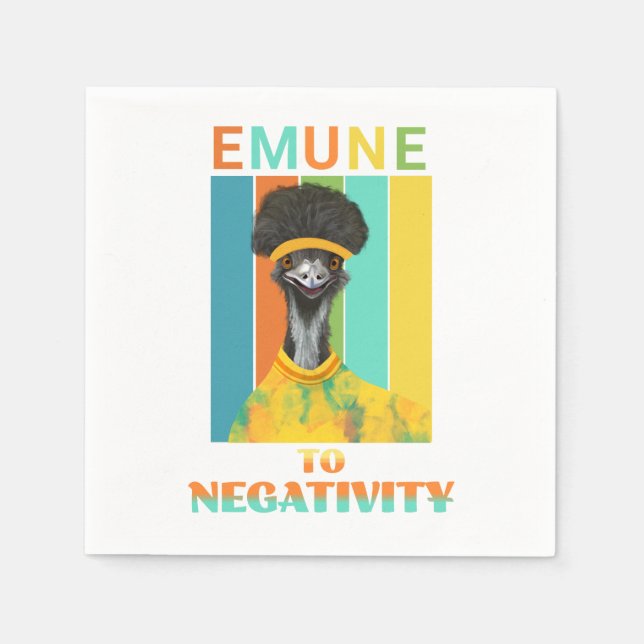 Funny Emu Pun - Emune to Negativity Serviette (Vorderseite)