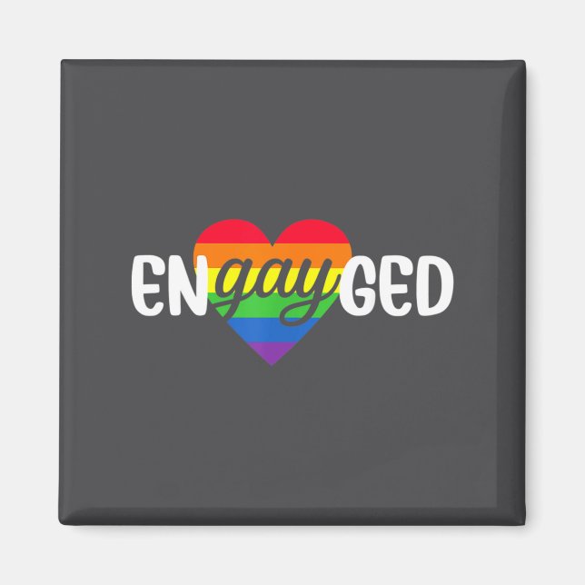 Funny Engayged Gay Couple Engagement Party Rainbow Magnet (Vorne)