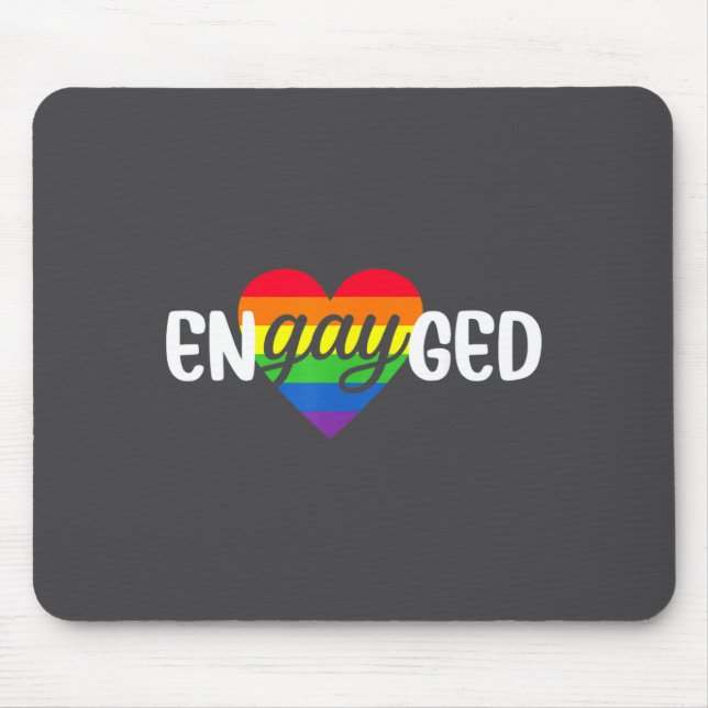 Funny Engayged Gay Couple Engagement Party Rainbow Mousepad (Vorne)