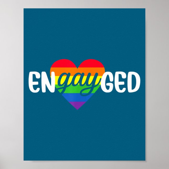 Funny Engayged Gay Couple Engagement Party Rainbow Poster (Vorne)