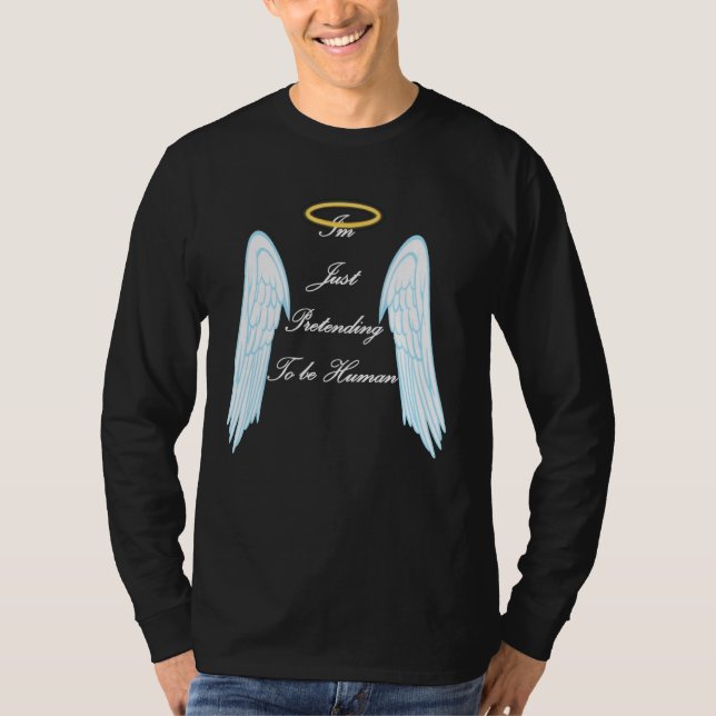 Funny Engel Design mit coolen Flügeln und Halo T-Shirt (Vorderseite)