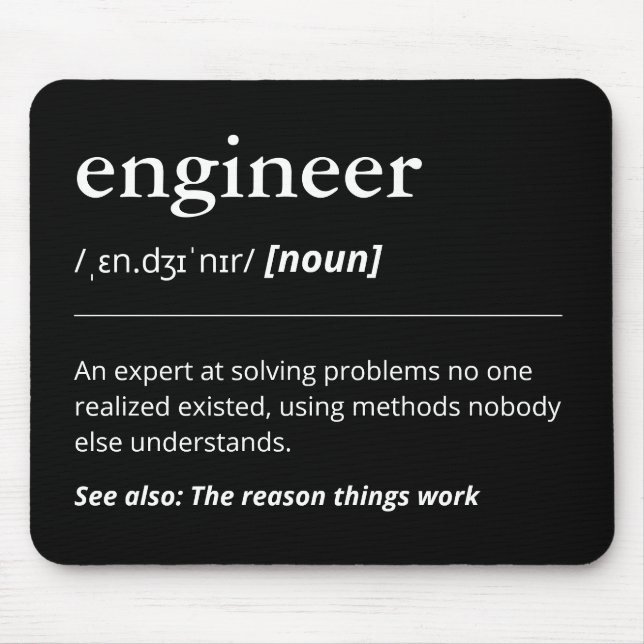 Funny Engineer Definition Geschenk Minimalistisch  Mousepad (Vorne)