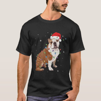 Funny English Bulldog Geschenk mit Weihnachtsmannm T-Shirt