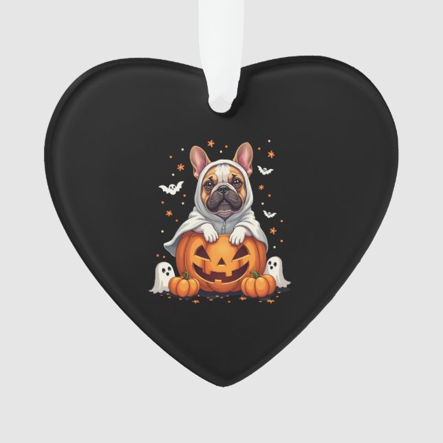 Funny English Bulldog Ghost Boo Halloween Womens M Ornament (Vorderseite)