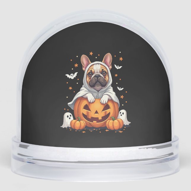Funny English Bulldog Ghost Boo Halloween Womens M Schneekugeln (Vorderseite)