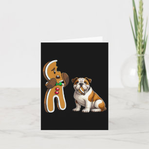 Funny English Bulldog Hund Biting Gingerbread Merr Karte