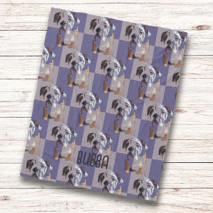 Funny English Bulldog Lila Tiled Fleecedecke