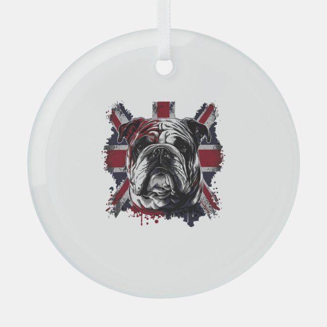 Funny English Bulldog Ornament Aus Glas (Vorderseite)