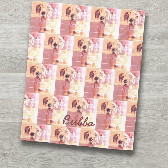 Funny English Bulldog Pink und gelb getupft Fleecedecke (Snuggle up with this cute personalized Bulldog blanket. Bulldog mom's will love the tiled design!)