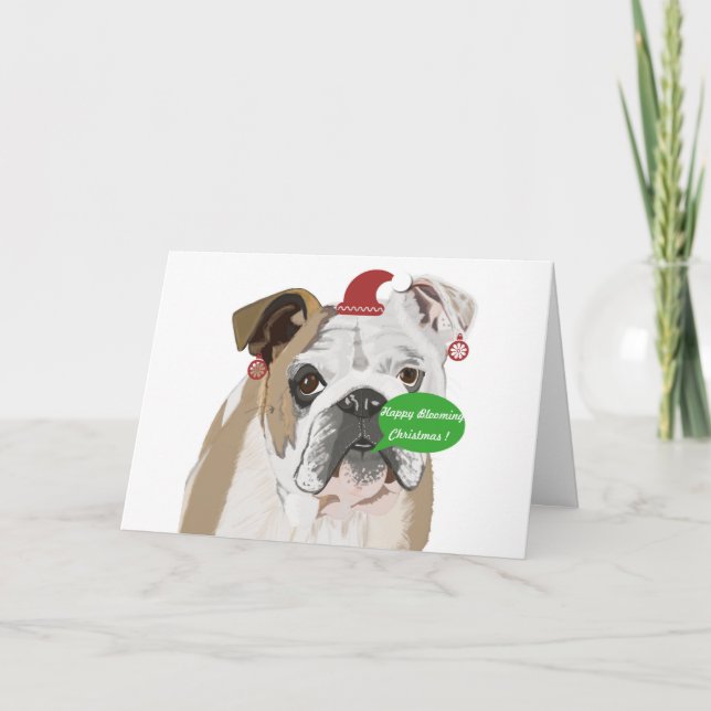 Funny English Bulldog Weihnachten Karte (Vorderseite)