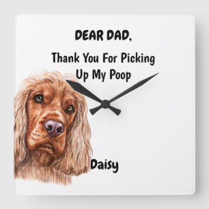Funny English cocker spaniel Vater Cana Art  Quadratische Wanduhr