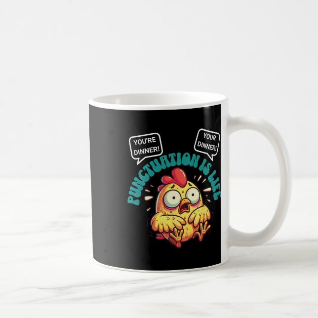 Funny English Grammar Problems Chicken Punctuation Kaffeetasse (Rechts)
