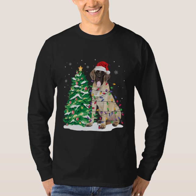 Funny English Mastiff Christmas Lights Shirt (Vorderseite)