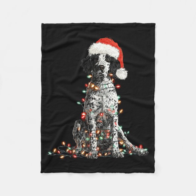 Funny English Setter Christmas Graphics Dog Lights Fleecedecke (Vorderseite)