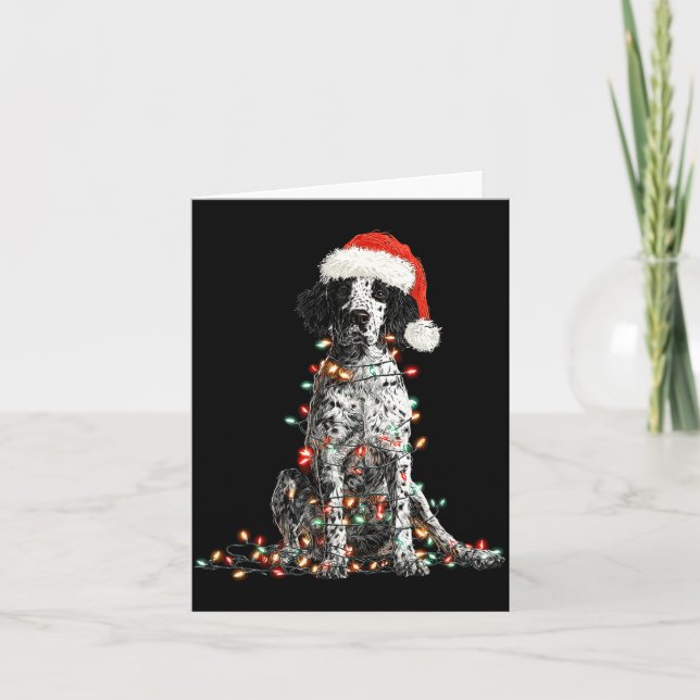 Funny English Setter Christmas Graphics Dog Lights Karte (Vorderseite)