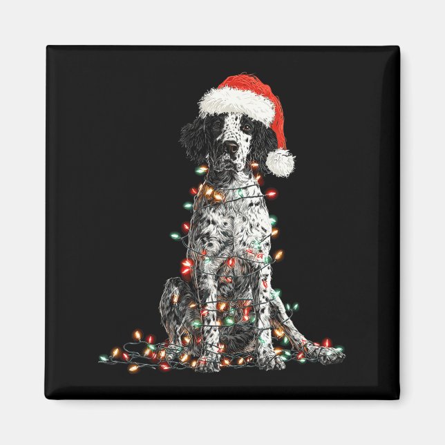 Funny English Setter Christmas Graphics Dog Lights Magnet (Vorne)