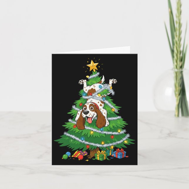 Funny English Springer Spaniel Dog Christmas Tree  Karte (Vorderseite)