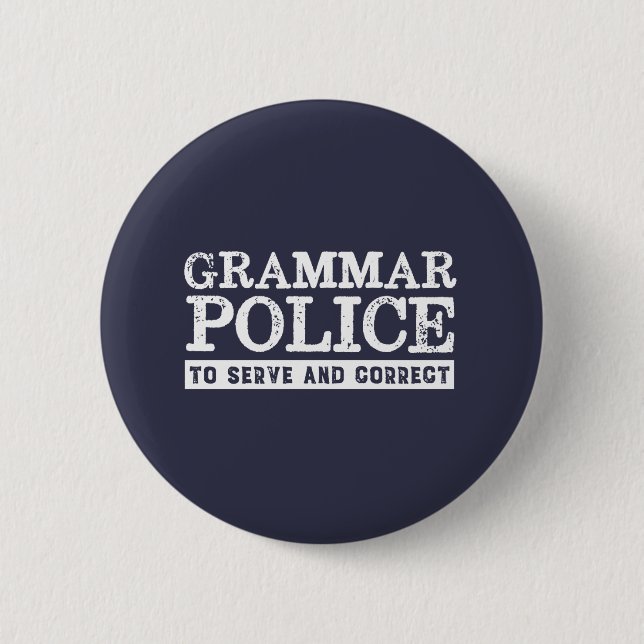 Funny English Teacher Grammar Police Button (Vorderseite)