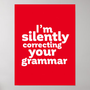 Funny English Teacher Stille Korrektur Grammatik Poster