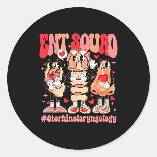 Funny Ent Squad Otolaryngologist Ent Valentines Da Runder Aufkleber (Vorderseite)